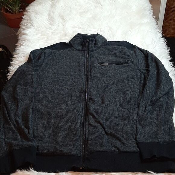 APT 9 Gray & Black  Zip Up Sweat‎ Shirt Jacket L - Picture 1 of 6
